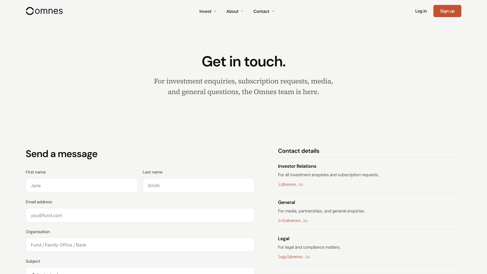 omnes.io contact page