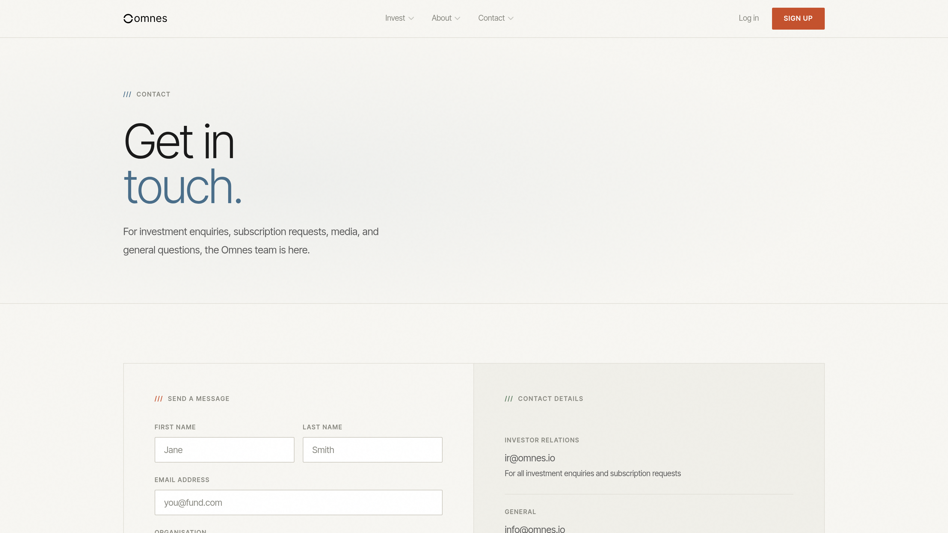 omnes.io contact page